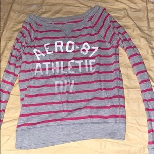 Long sleeve pink and gray Aeropostale shirt